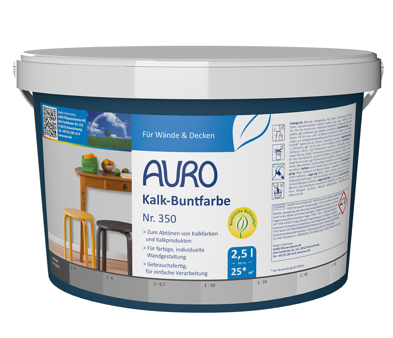 Kalk-Buntfarbe Anthrazit – 2,5 Liter
