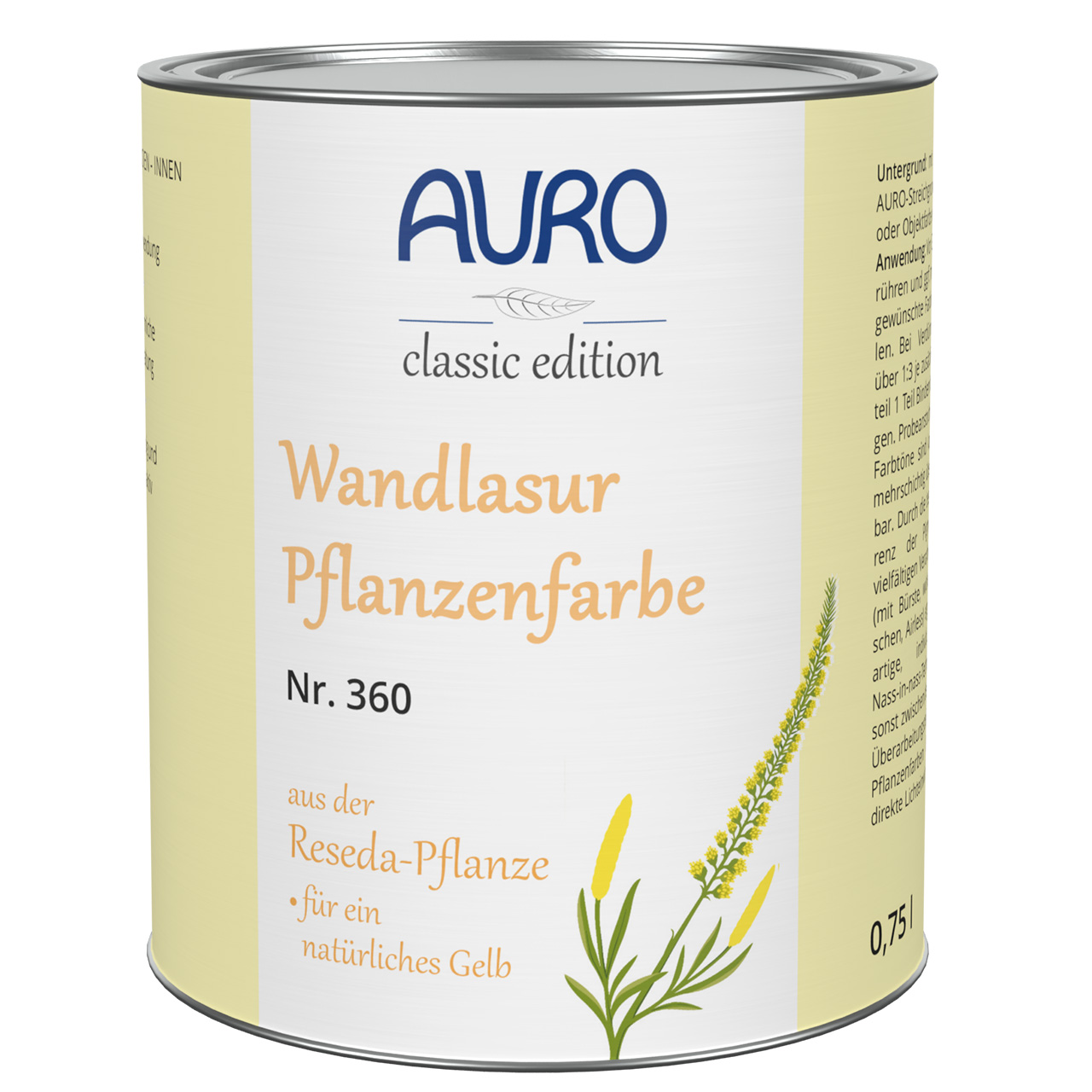 Wandlasur-Pflanzenfarbe reseda-gelb – 0,75 Liter