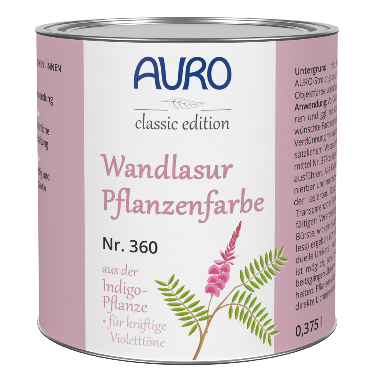 Wandlasur-Pflanzenfarbe indigo-rotviolett – 0,375 Liter