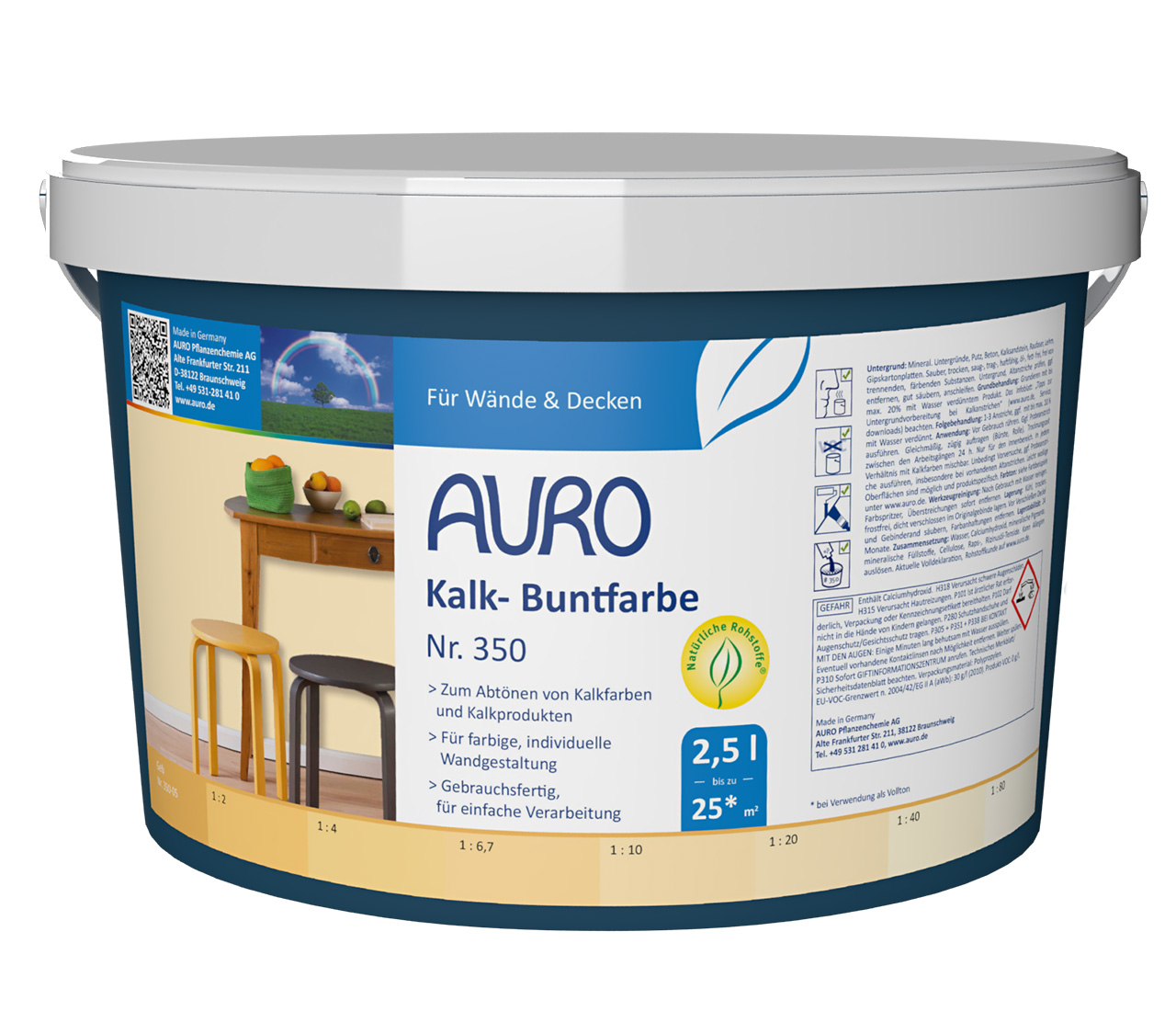 Kalk-Buntfarbe Gelb – 2,5 Liter
