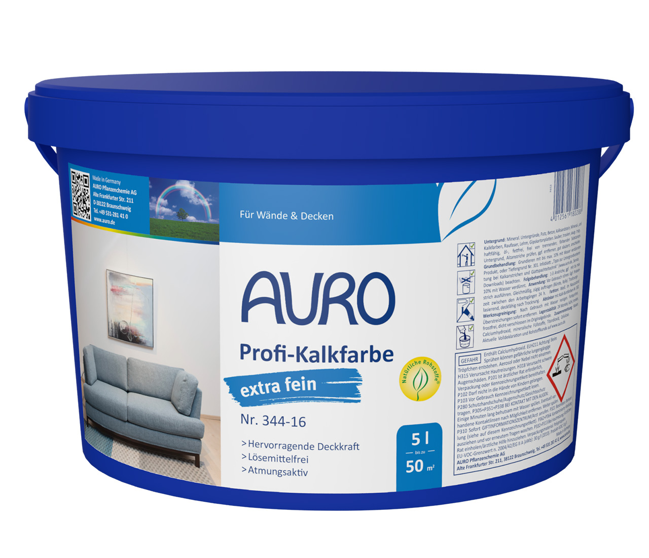 Profi-Kalkfarbe, extra fein – 5 Liter