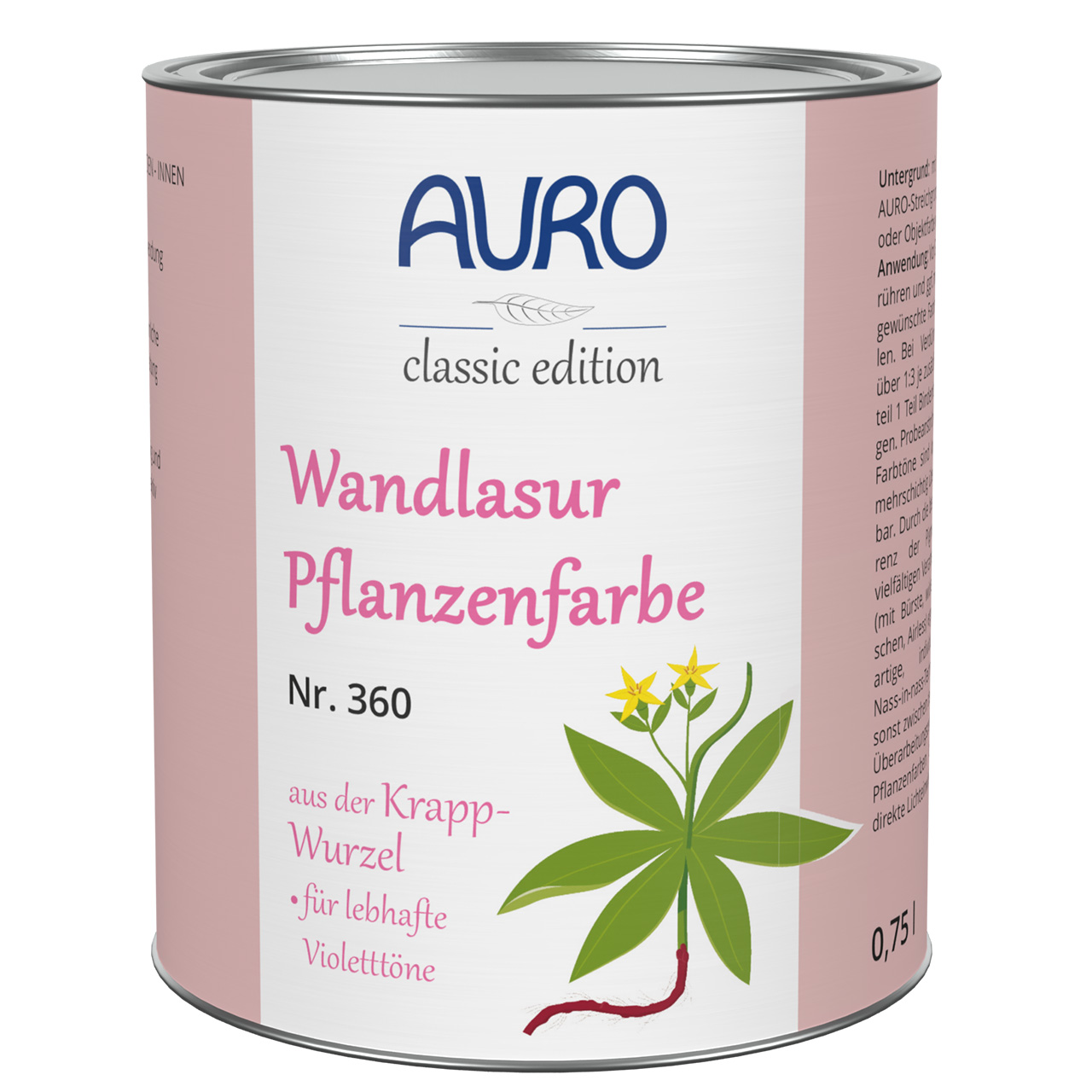 Wandlasur-Pflanzenfarbe krapp-rot (blau) – 0,75 Liter