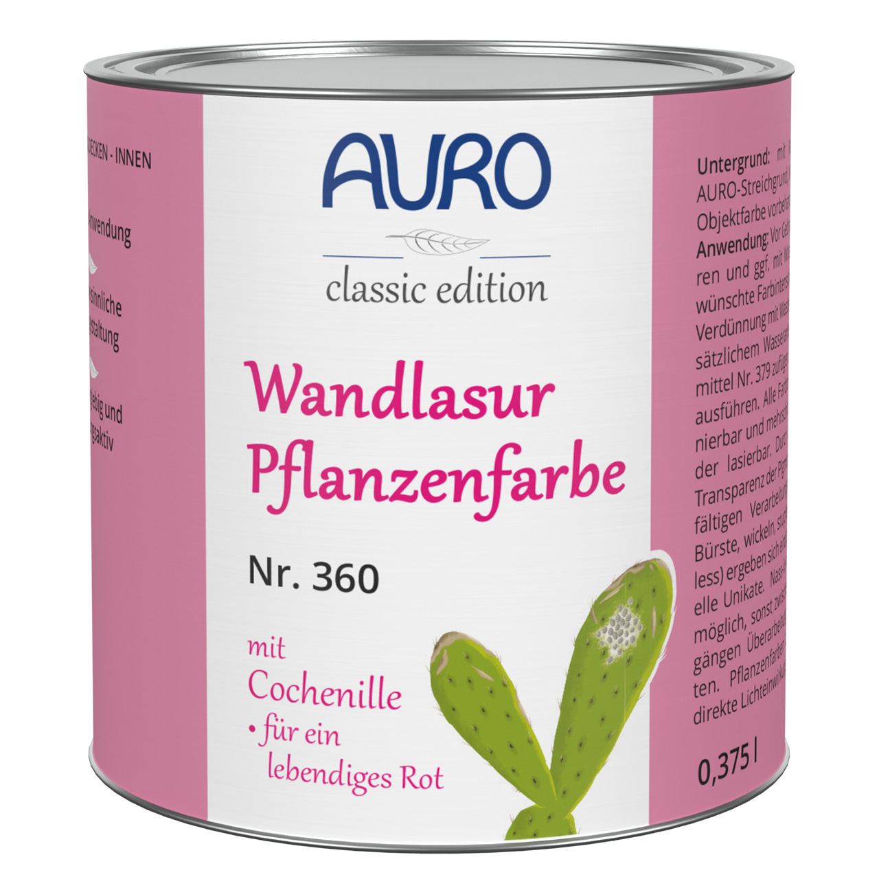 Wandlasur-Pflanzenfarbe cochenille-rot – 0,375 Liter