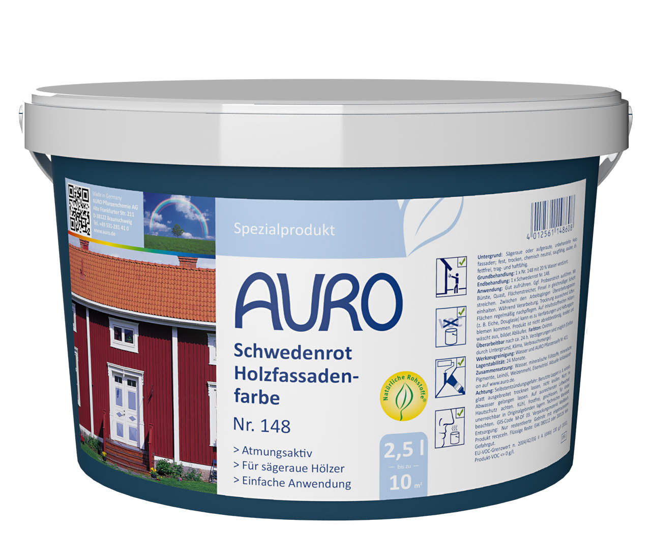 Schwedenrot Holzfassadenfarbe – 2,5 Liter