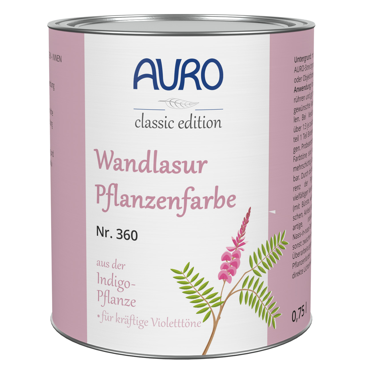 Wandlasur-Pflanzenfarbe indigo-rotviolett – 0,75 Liter