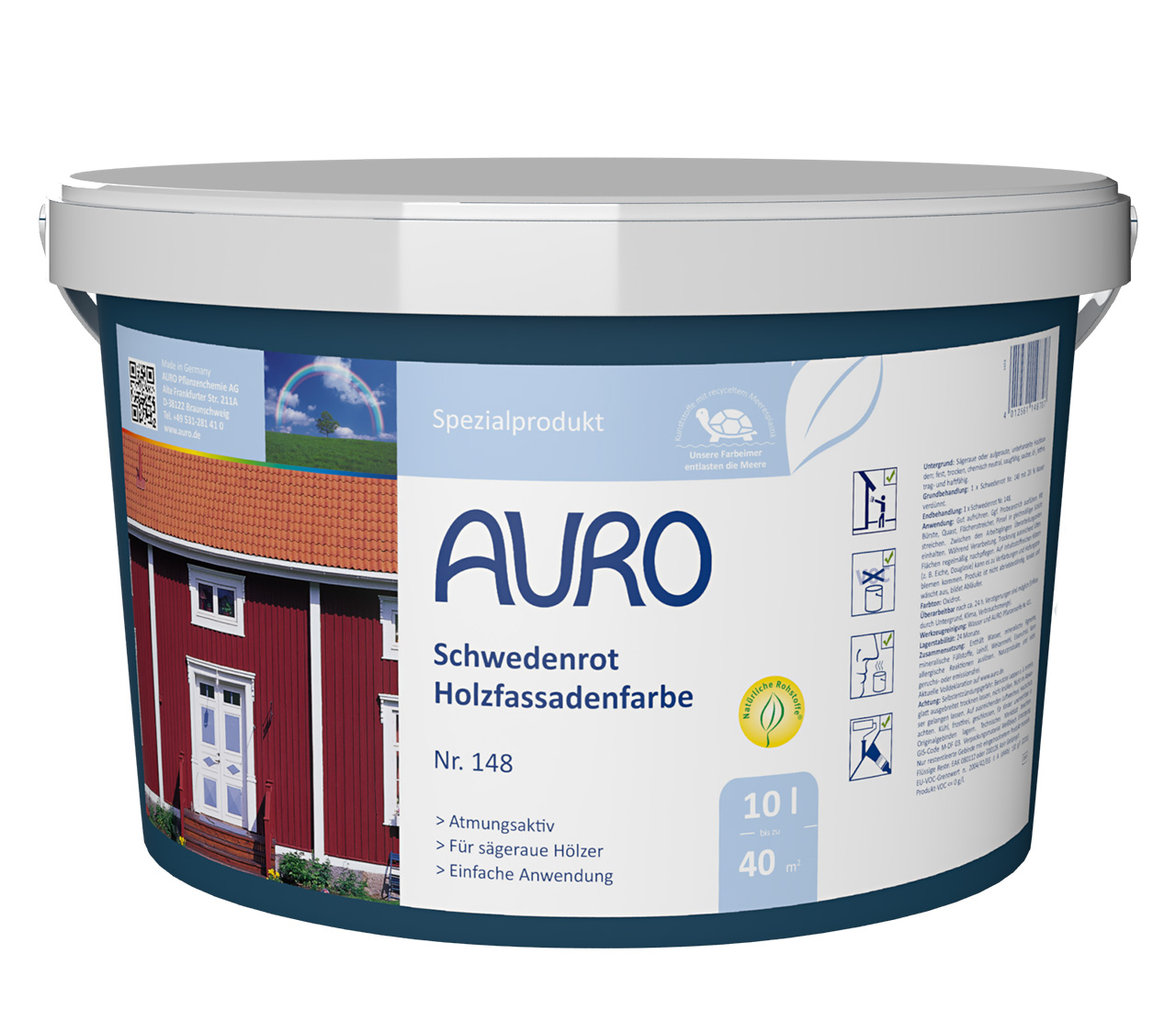 Schwedenrot Holzfassadenfarbe – 10 Liter