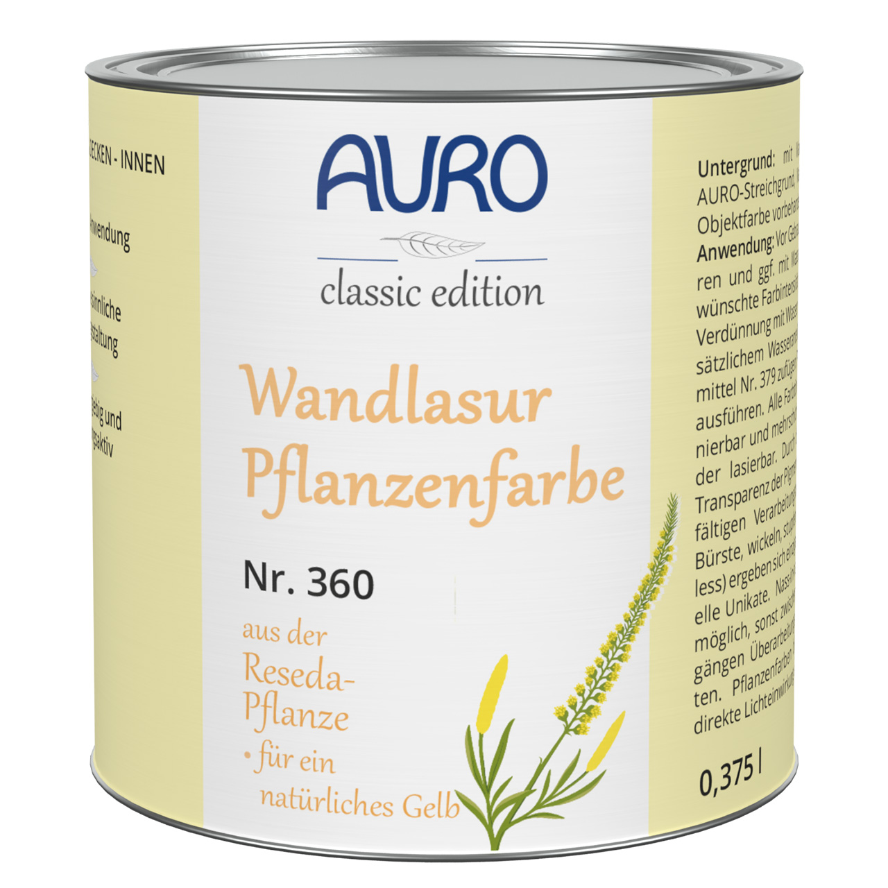 Wandlasur-Pflanzenfarbe reseda-gelb – 0,375 Liter