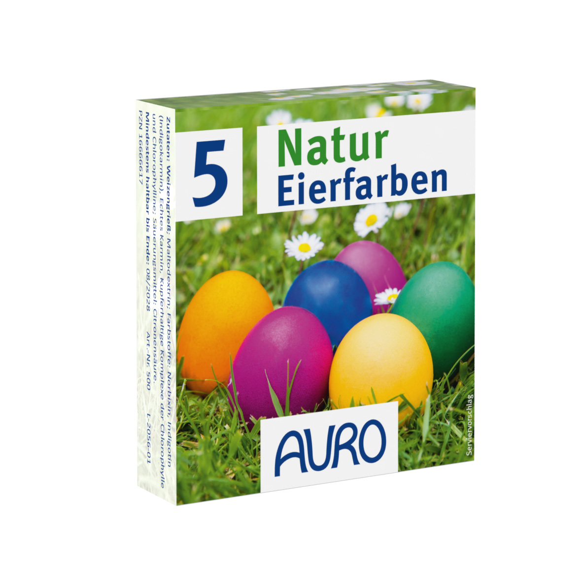 Natur Eierfarben 5 Farbtöne: Orange, Gelb, Grün, Cochenillerot, Blau – 1 Stück