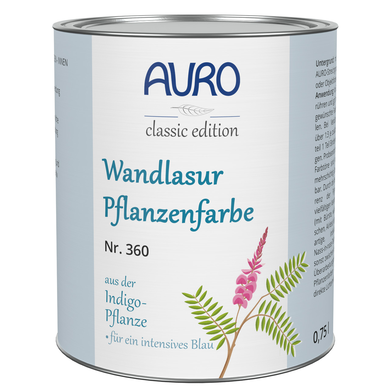 Wandlasur-Pflanzenfarbe indigo-blau – 0,75 Liter