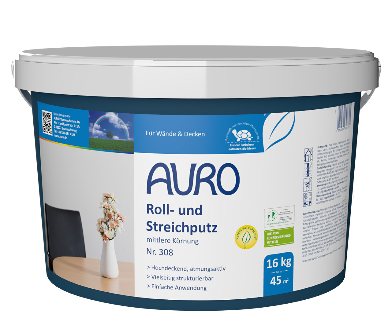 Roll- und Streichputz, mittlere Körnung – 16 Kilogramm