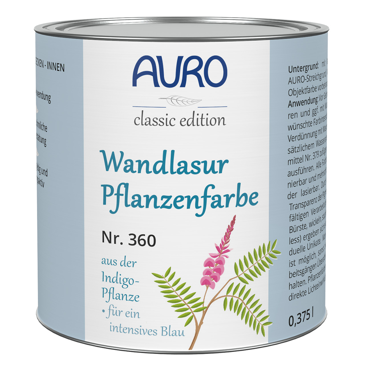 Wandlasur-Pflanzenfarbe indigo-blau – 0,375 Liter