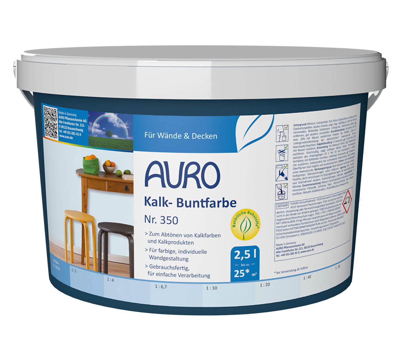 Kalk-Buntfarbe Lichtblau – 2,5 Liter
